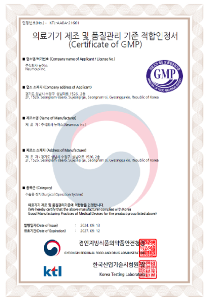 Certificate of GMP